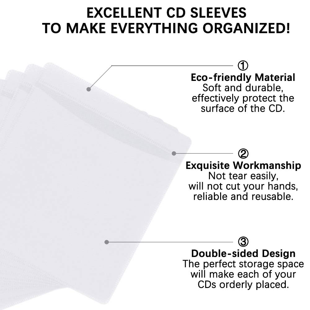 600 fundas de plástico de repuesto de doble cara para CD y DVD, color blanco