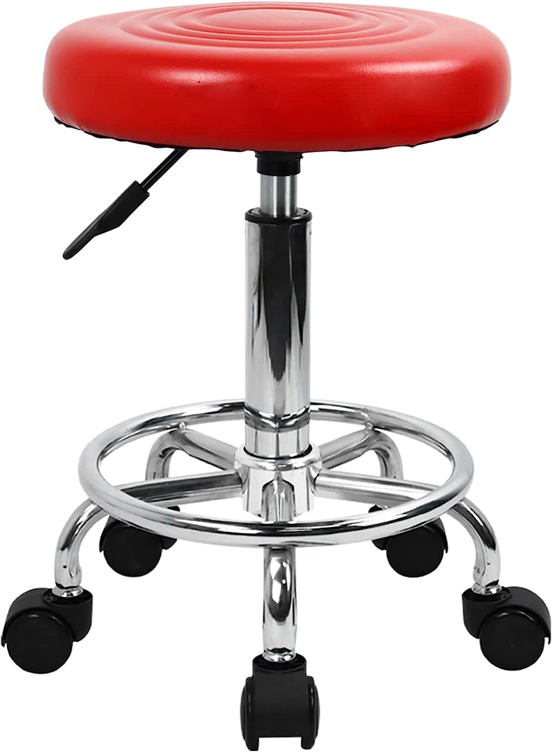 Carda Craft Modern Round Rolling Adjustable Stool, 18-22 inch Height, DIY Assembly – Versatile Stool for Bistro, Pub, Home, Office, Shop, Hotel, Medical, Clinic, Warehouse, Garage (Red Finish)-image-24