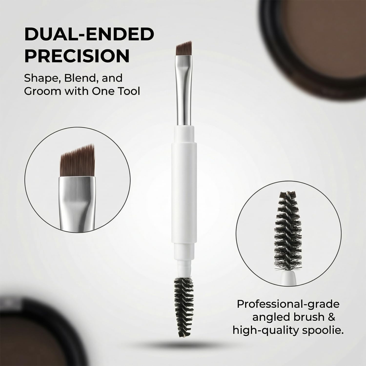2PCS Eyebrow Brush with Cap, Professional Double-Ended Angled Eye Brow Brush Applicator For Shaping and Filling Brows Lashes Eyeliner, Black