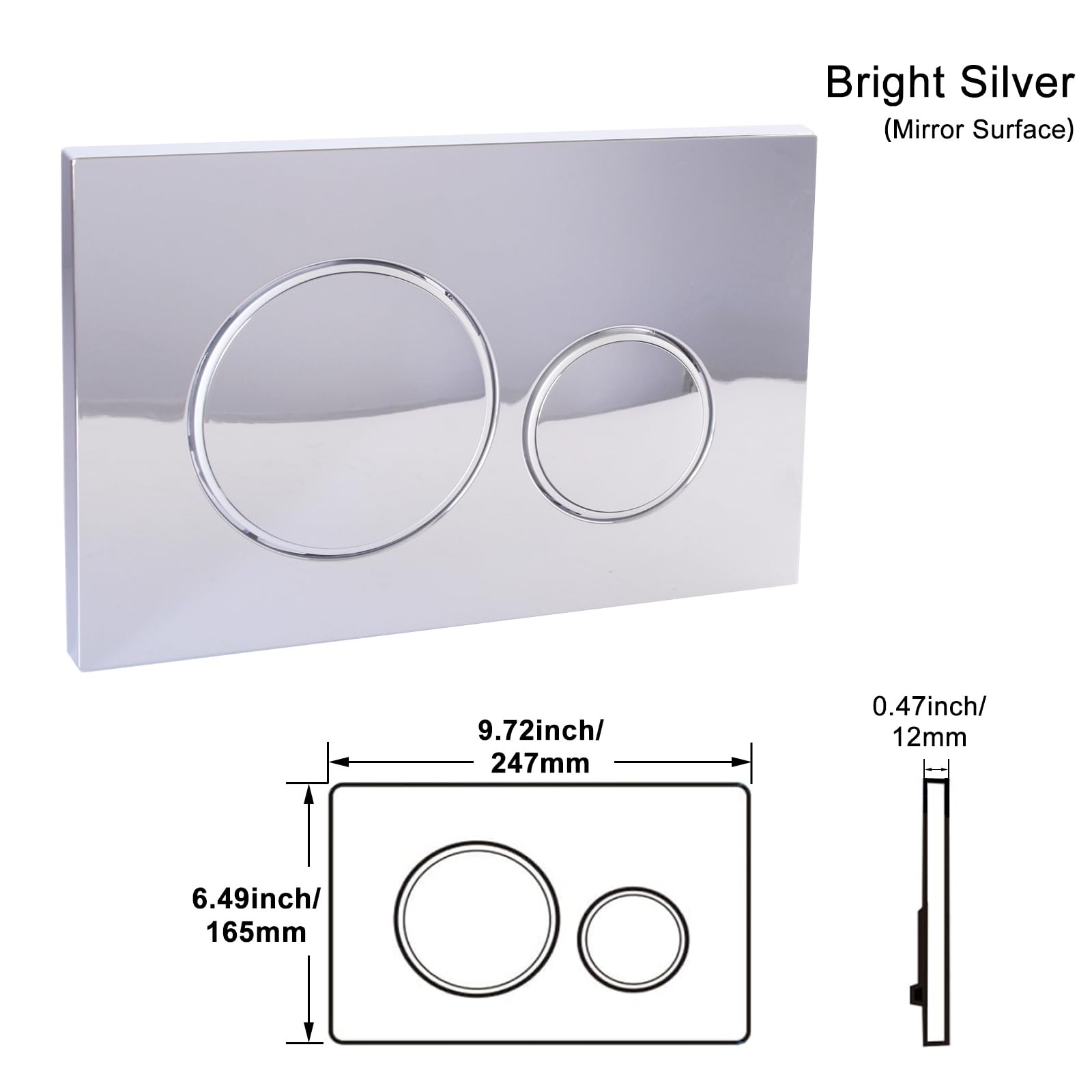 Plaque d'actionnement de chasse d'eau double compatible avec les systèmes de réservoir de toilette Geberit à surface miroir Sigma20 115.778.KJ.1, argent brillan