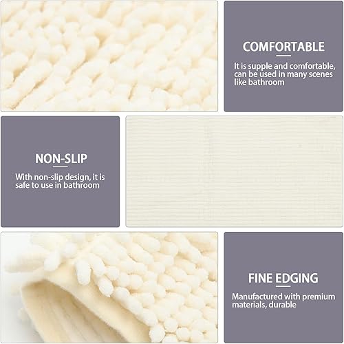 Miniatura 2 de NUOBESTY Tapete absorbente antideslizante para baño, tapete de ducha de poliéster absorbente de agua para bañera, cocina, suelo mojado, blanco