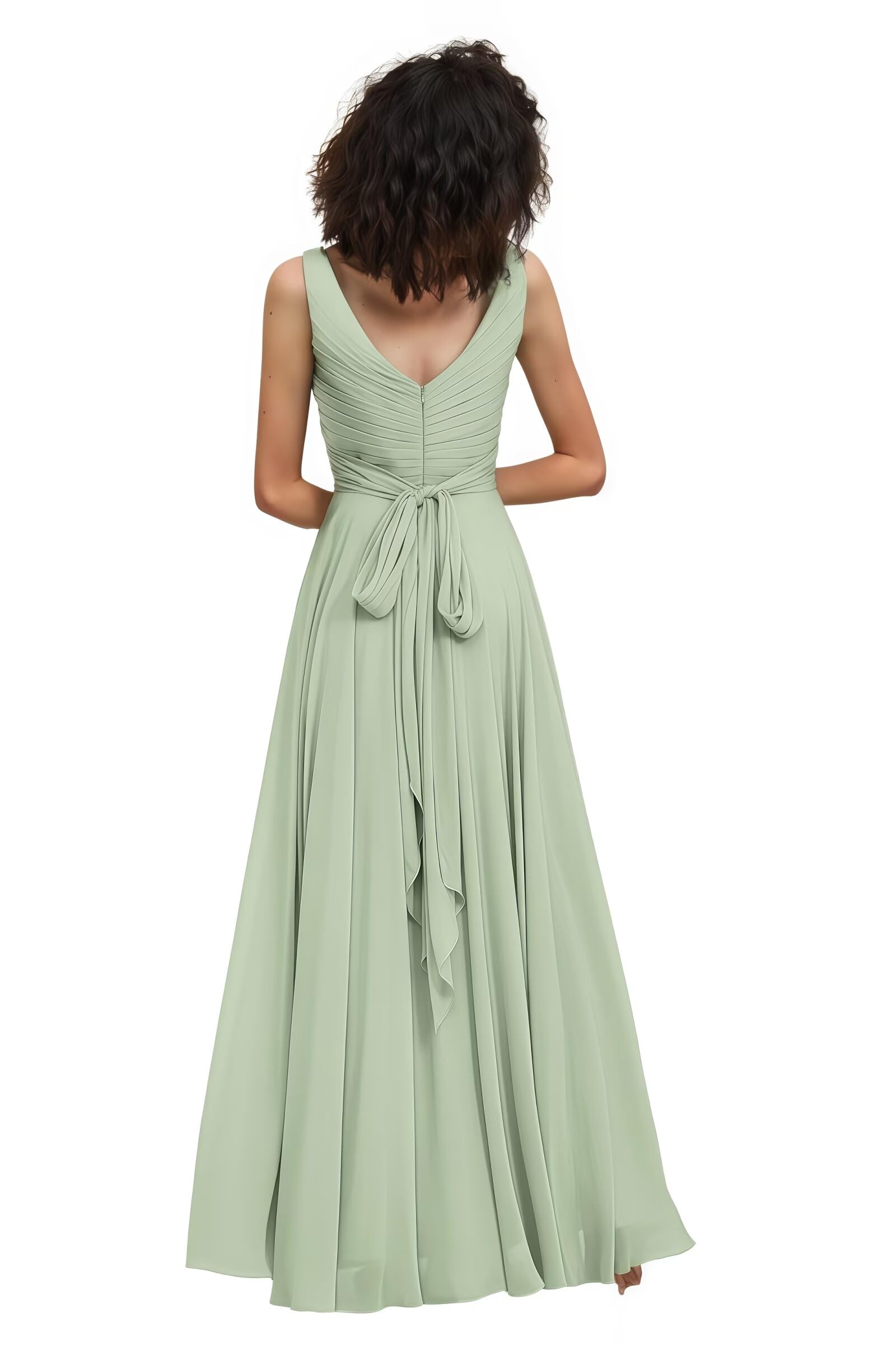V-Ausschnitt Abendkleid A-Linie Chiffon Brautjungfernkleid Elegant Lange Partykleider Hochzeitsgastkleid Abschlusskleid Ballkleid