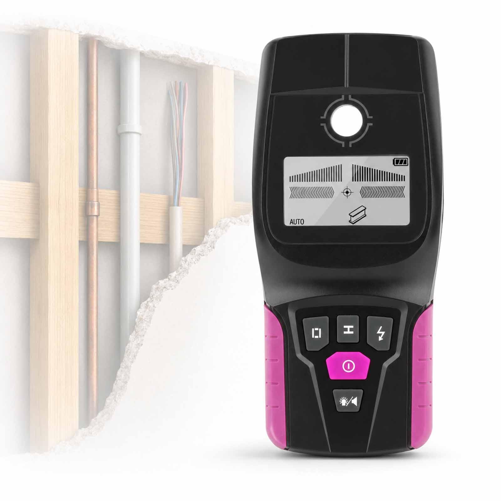 Detector De Metales para Cables Y Tuberías De PVC, Escáner De Pared Digital Portátil, 5 Modos, Alarma Sonora Intermitente, Detector Montantes para Madera Metal Vigas Tuberías