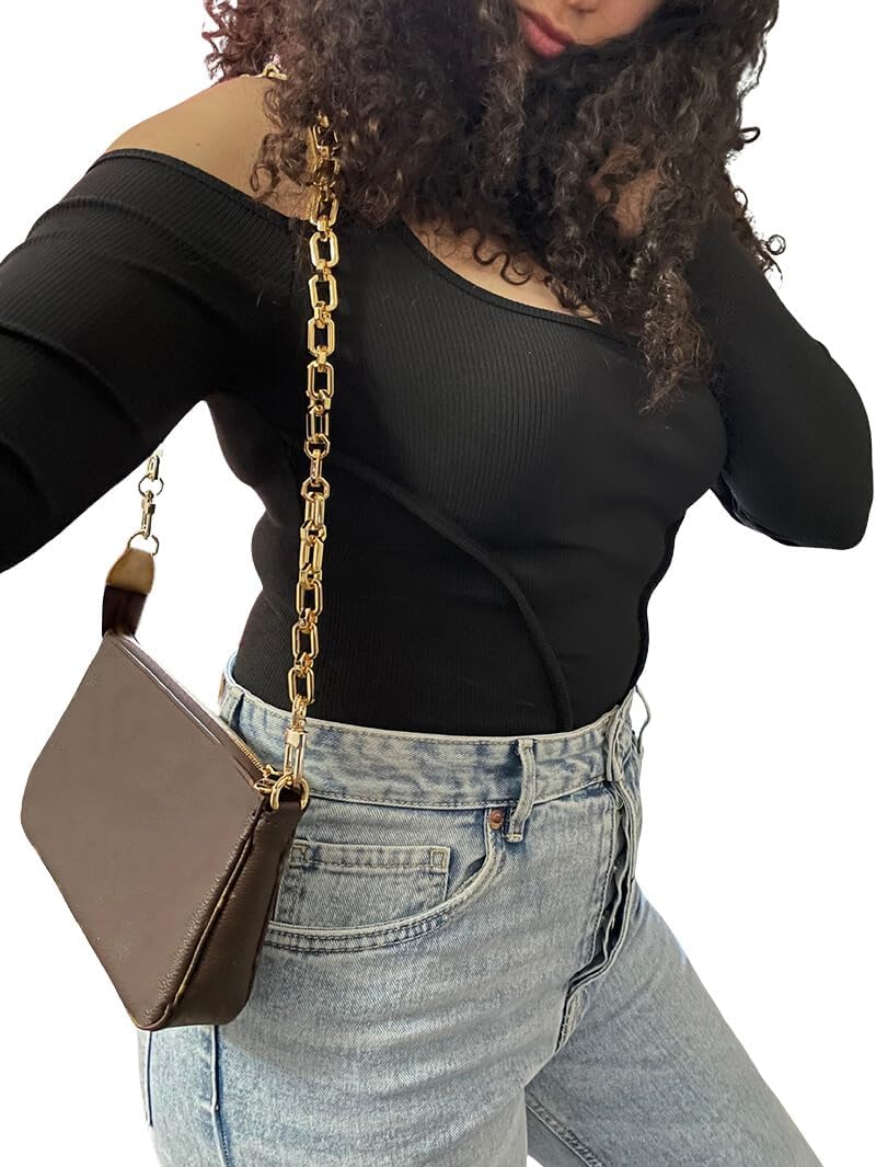 NEXT FASHION Purse Chain Shoulder Strap Metal Crossbody Chains Replacement [12mm] Octagon Rectangle