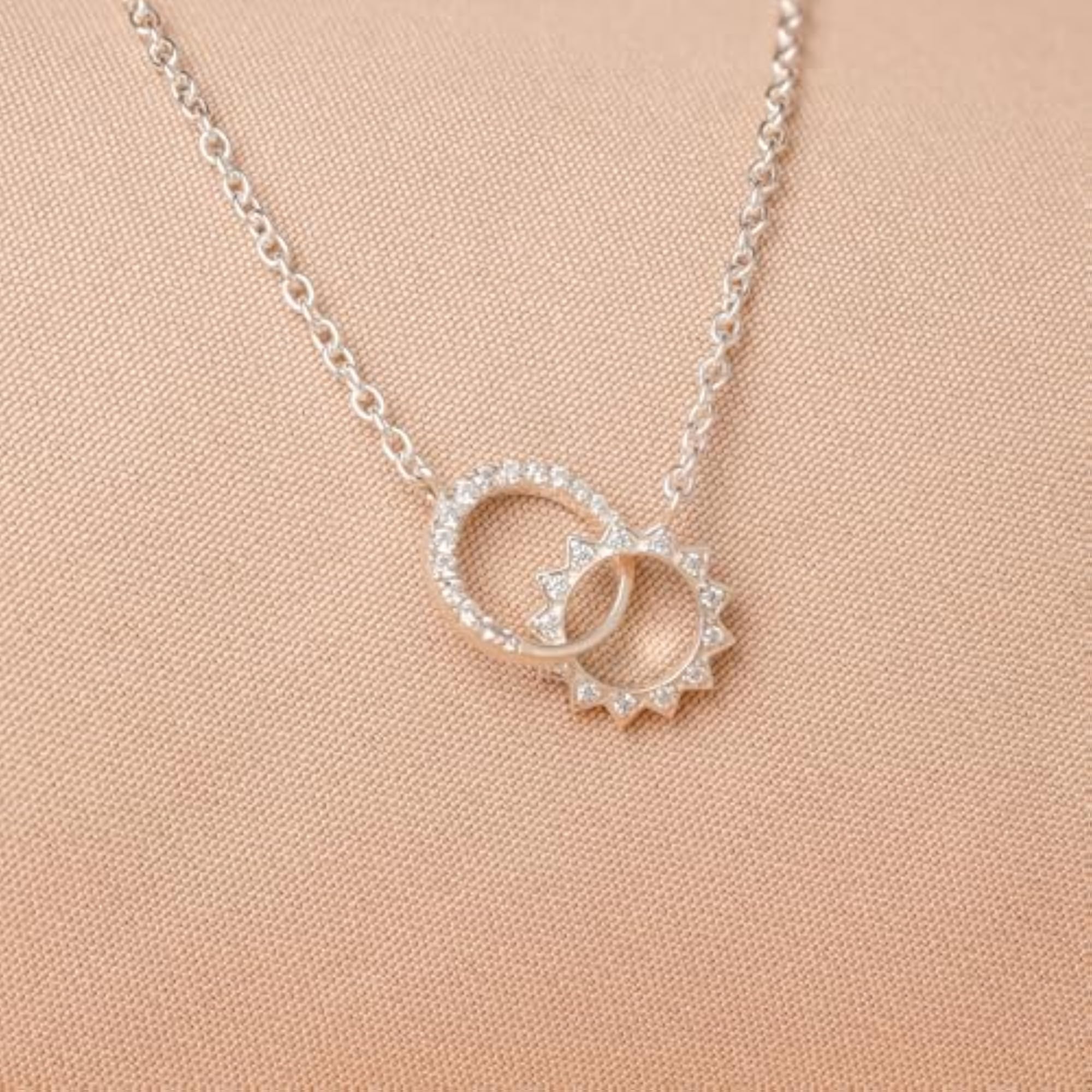 Sun & Moon Eternity Necklace, Celestial Pendant Gift