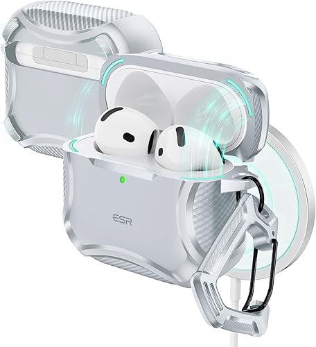 Miniatura 29 de ESR Funda para AirPods 4, compatible con AirPods de 4ª generación (2024), compatible con MagSafe, potente protección contra caídas, tapa magnética,