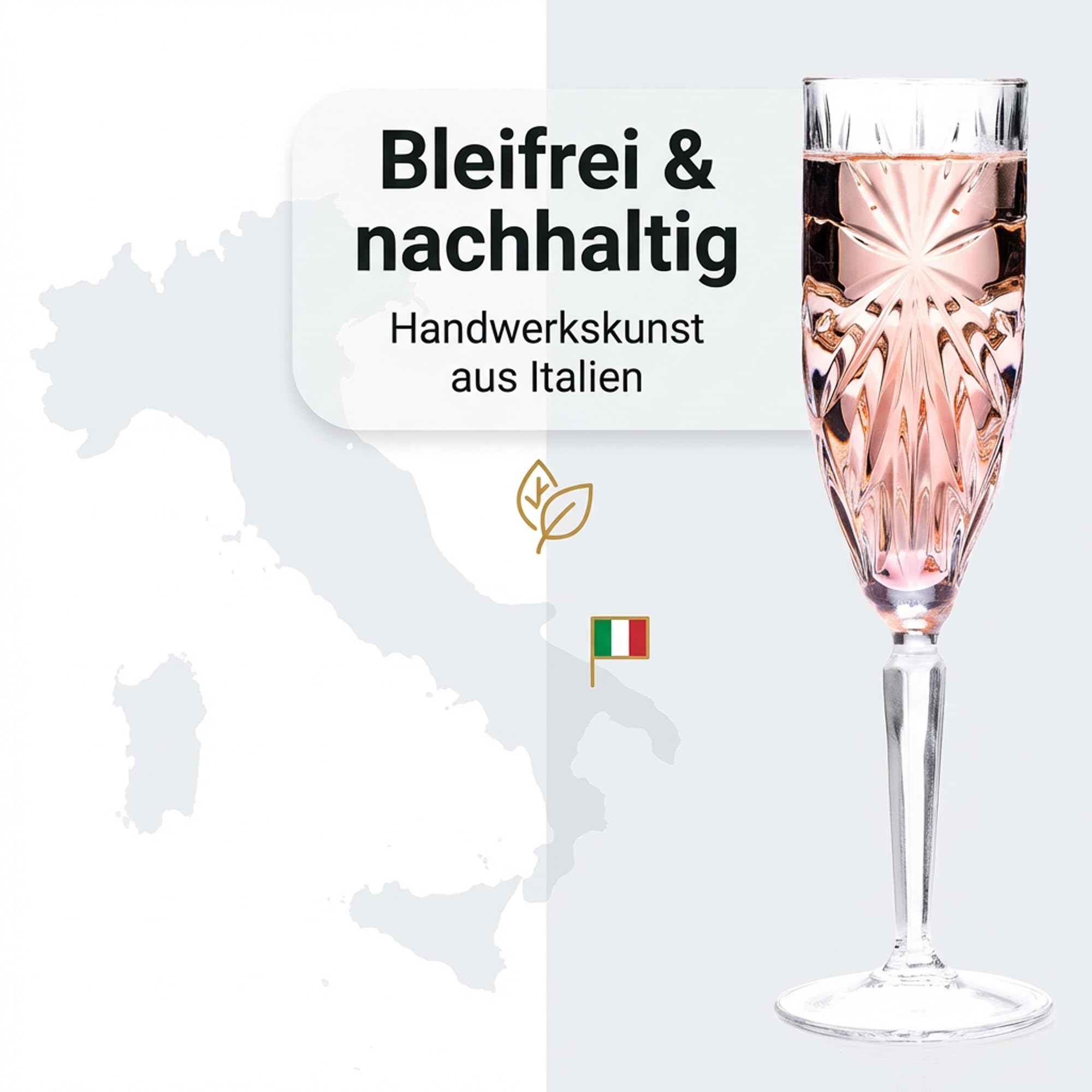Der-Porzellan-Laden by RCR Oasis Sektgläser 160ml, 6er Set, Champagner Gläser aus Kristallglas, Facettenschliff, spülmaschinengeeignet, Made in Italy