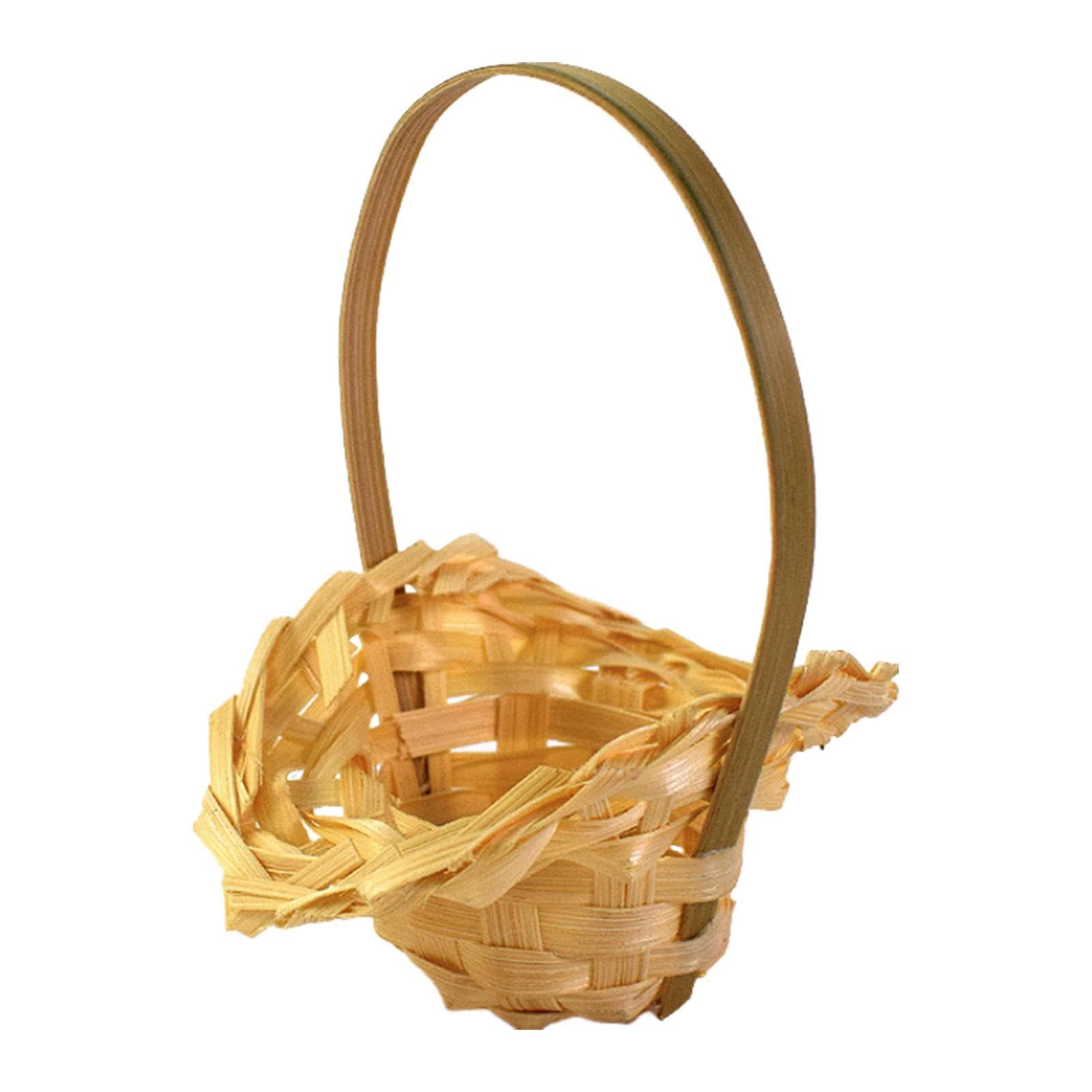 Flower Basket With Handle - Rustic Flower Basket | Lightweight Hand Wovened | Handheld Elegant Desktop Sundries Container, Storage Basket For Weddings