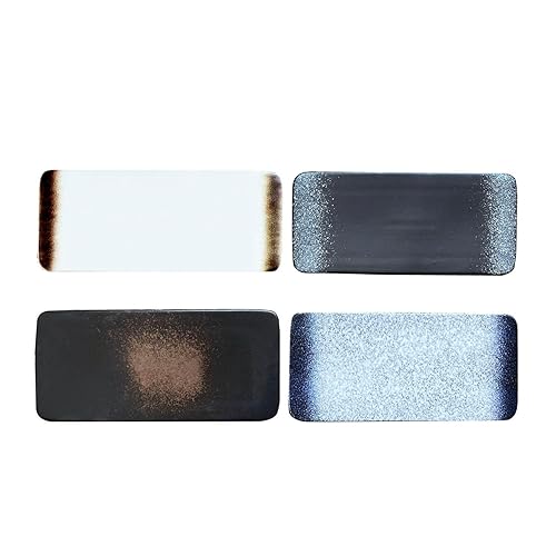 FYUEROPA Sushi Plates, Ceramic Rectangular Platters Serving Trays Set, Sushi Dishes, Japanese Dinnerware Set, Set of 4