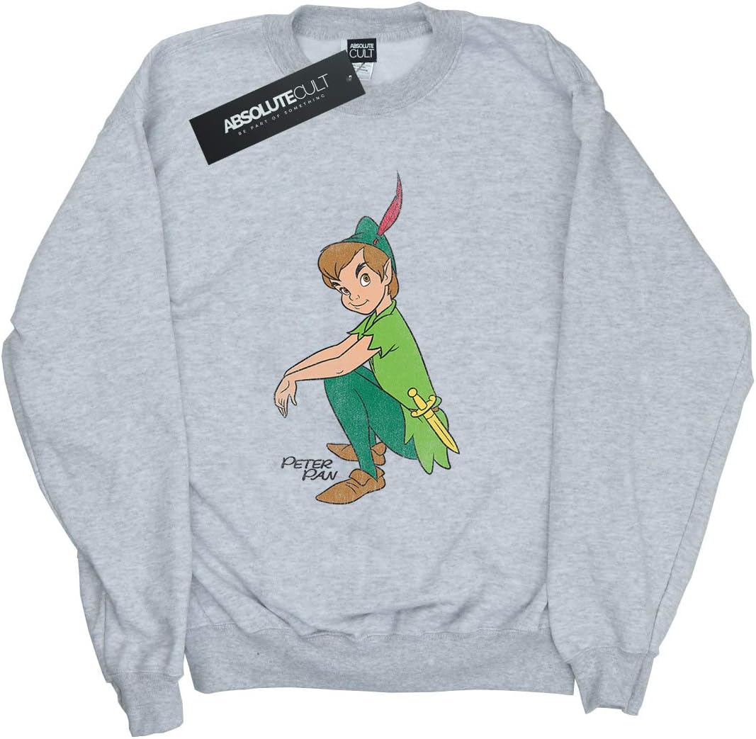 Disney Boys Peter Pan Classic Peter Sweatshirt 7-8 Years Sport Grey