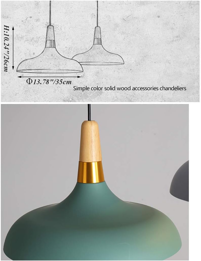 Dimmable Modern Pendant Light Work with Juno Track System Macaron Green Lampshade J-Type Track Light Track Mount Wooden Handle for Kitchen Island Customizable 3 Light 1ft