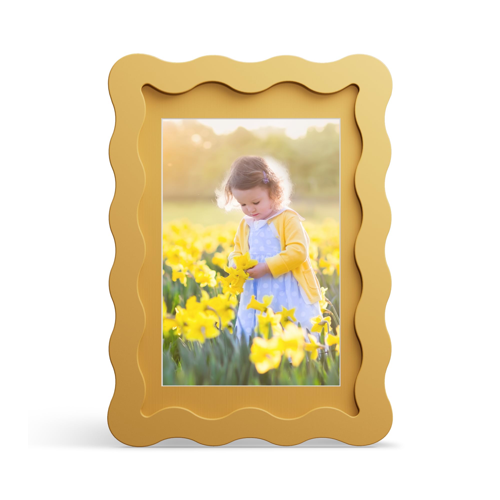 Photo 1 of THKRLOF 4x6 Picture Frame, Wavy Edge Wood, Yellow