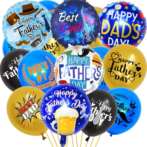 45PCS Happy Fathers Day Balloons Decorations - Happy Fathers Day Foil Balloons and Best Dad Ever Latex Balloons Perfect for Fathers Day Decorations Supplies