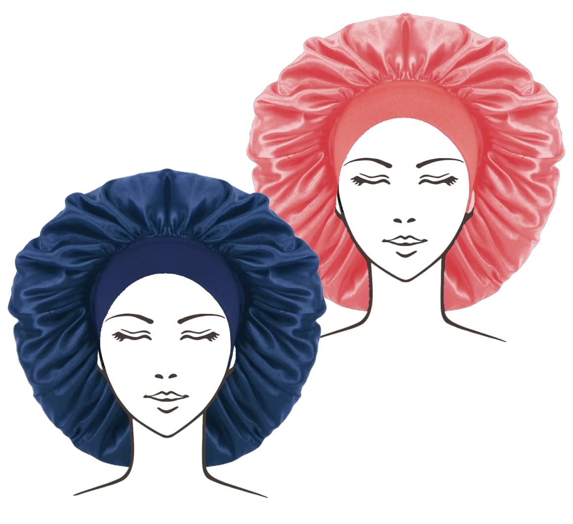 Ki-Shop Satin Bonnet with Milk Silk Elastic Band - Extra Large Sleep Cap for Women - Soft Night Sleeping Cap for Women Haircare