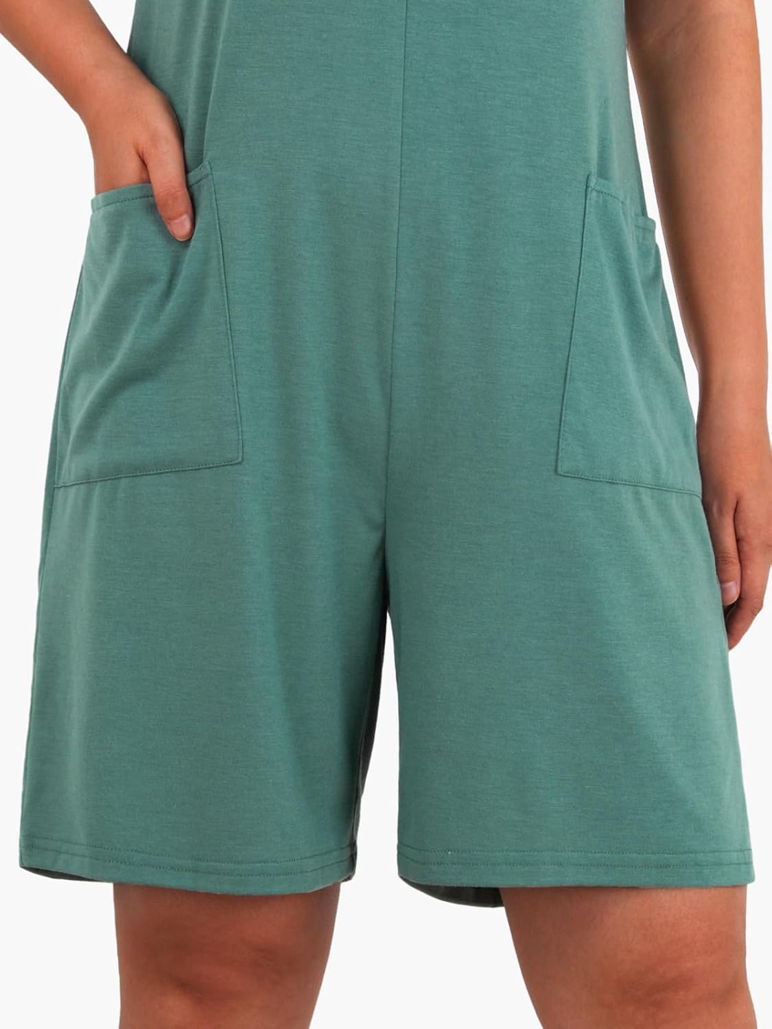 Vigorics Casual Rompers for Women Summer 2025 Sleeveless Adjustable Strap Shorts Jumpsuits Stretchy Romper with Pockets - Image 4