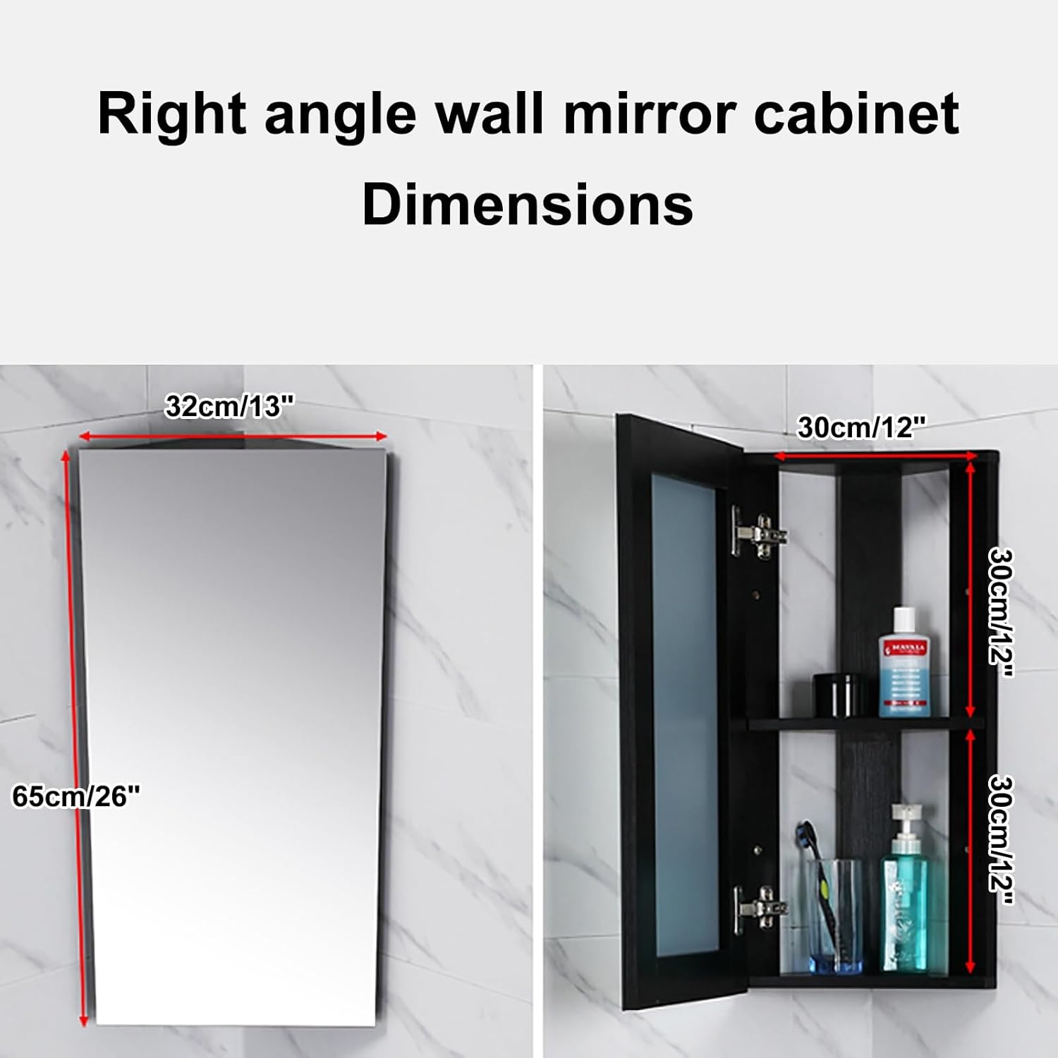 JCSRYD ミラーキャビネット 洗面所 三角形のバスルームミラー