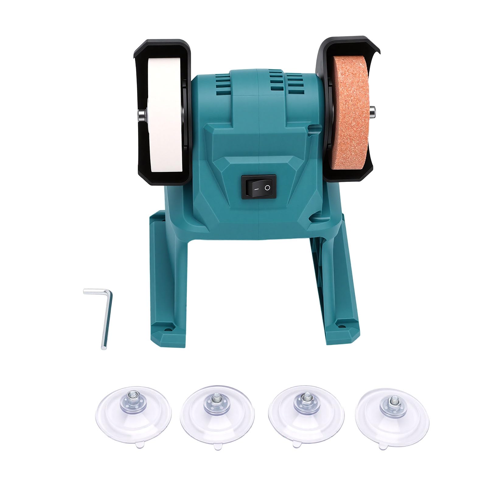 Amoladora de Banco, Amoladora de Banco con Motor de Cobre Completo de Imán Permanente de 5500 RPM, Mini de con Muelas Abrasivas Dobles para Joyería de Metal, Madera, Jade, Plástico, Plata,