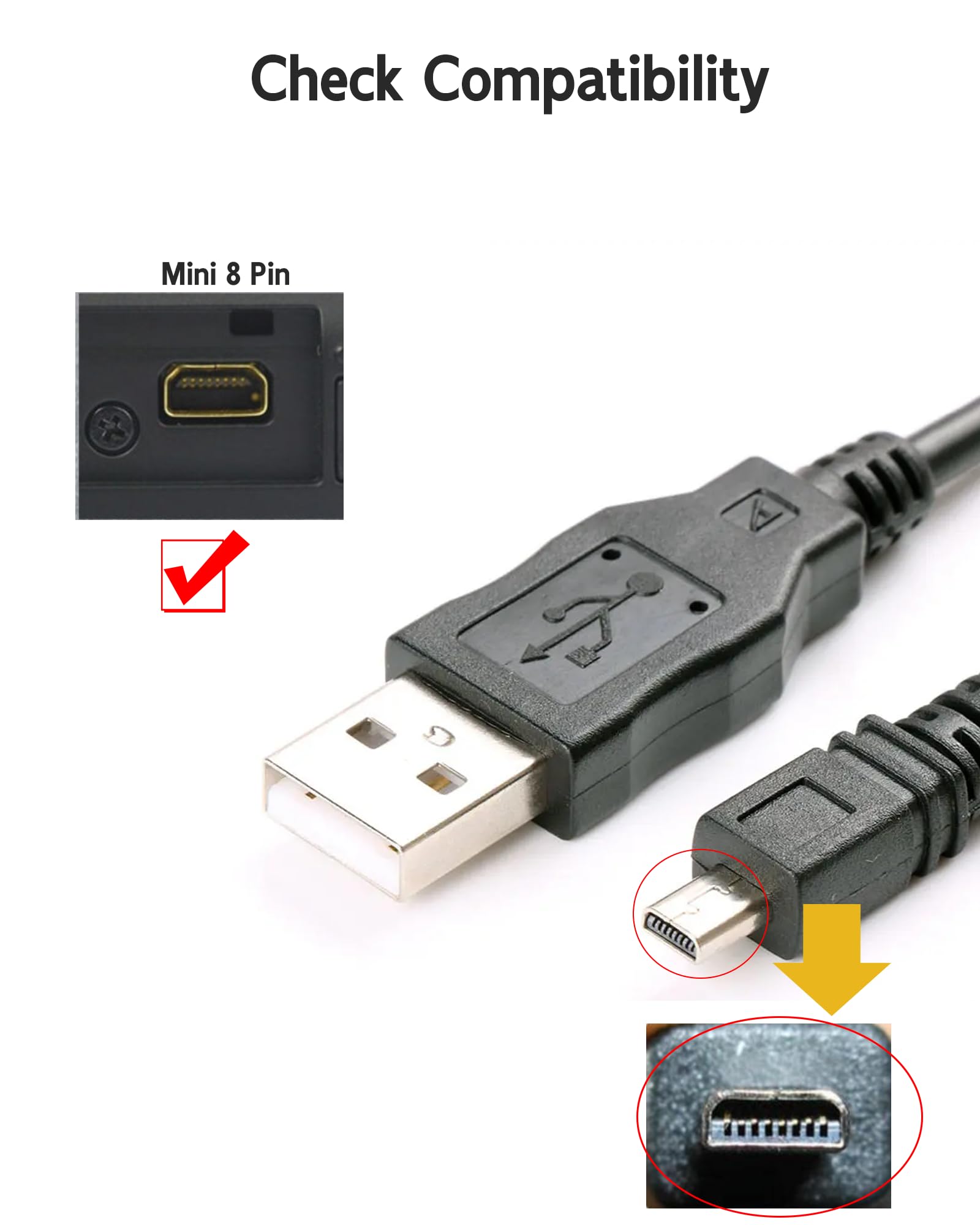 USB Data Transfer Cable For Panasonic Lumix Cameras - Compatible With DMC-ZS8, FZ70, FZ15, LZ6
