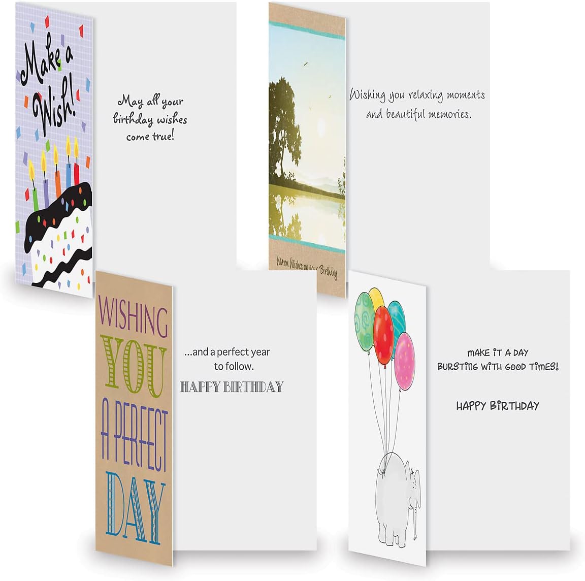 Current Mega Birthday Greeting Cards Value Pack with Seals - Set of 40, 20 Unique Designs, Large 5 x 7 Inch Cards, Sentiments Inside, Envelopes Included