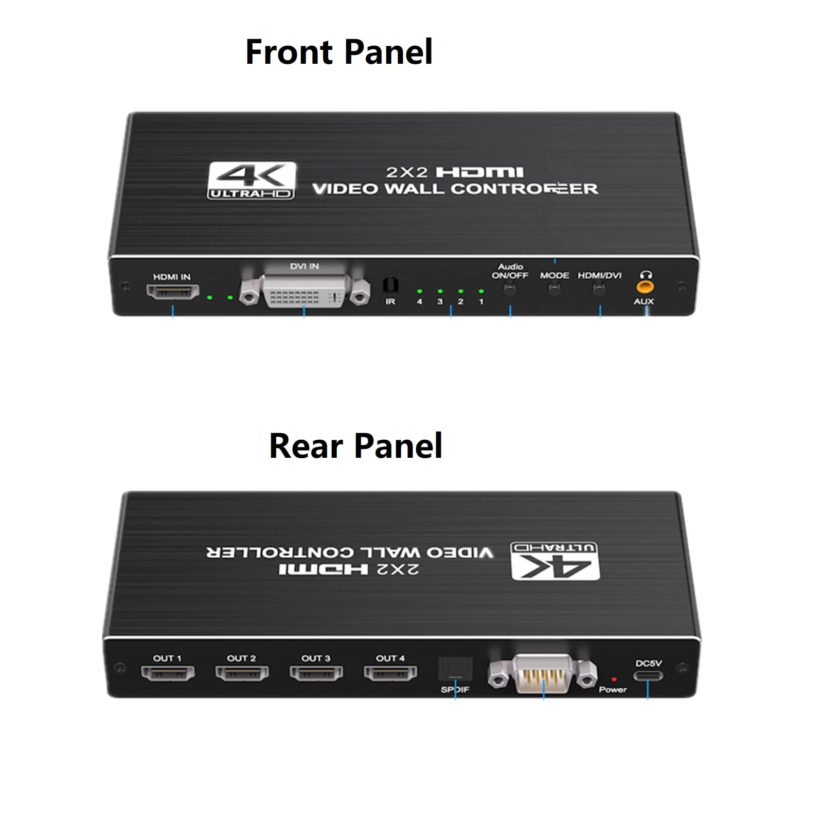 4K 2x2 Matrix Video Kontroler ścienny z pilotem zdalnego sterowania, 60 Hz HDMI Matrix Switch 4x4 HDMI Matrix Selector Box 1X2 1X4 1X3 2X1 3x1 4X1