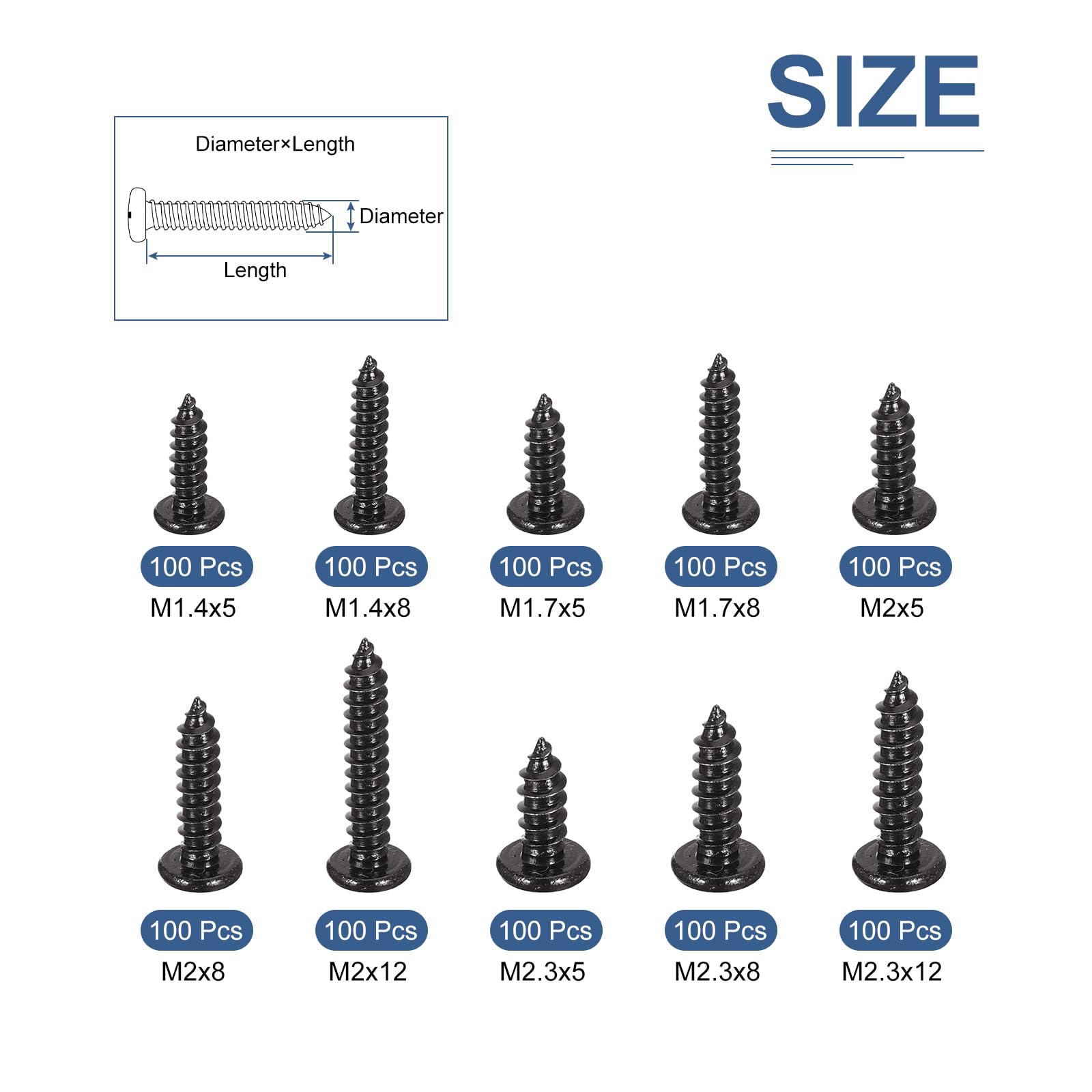 DTGN Small Phillips Pan Head Self Tapping Screws Micro Wood Screws - Image 2