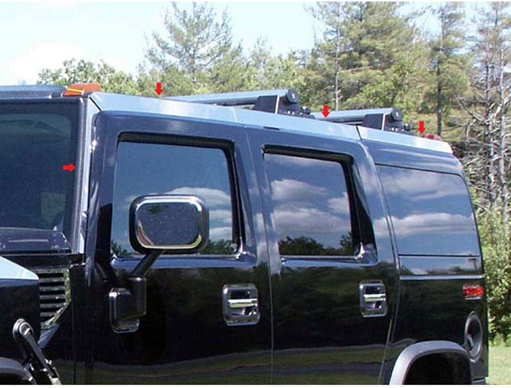 8pc. Luxury FX Chrome Top Rail Cover Trim for Hummer H2 2003-2009