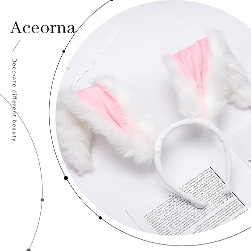 Miniatura 3 de Diademas de orejas de conejo peludas, diadema de orejas de conejo, para fiesta, graduación, cosplay, accesorios para el cabello para mujeres