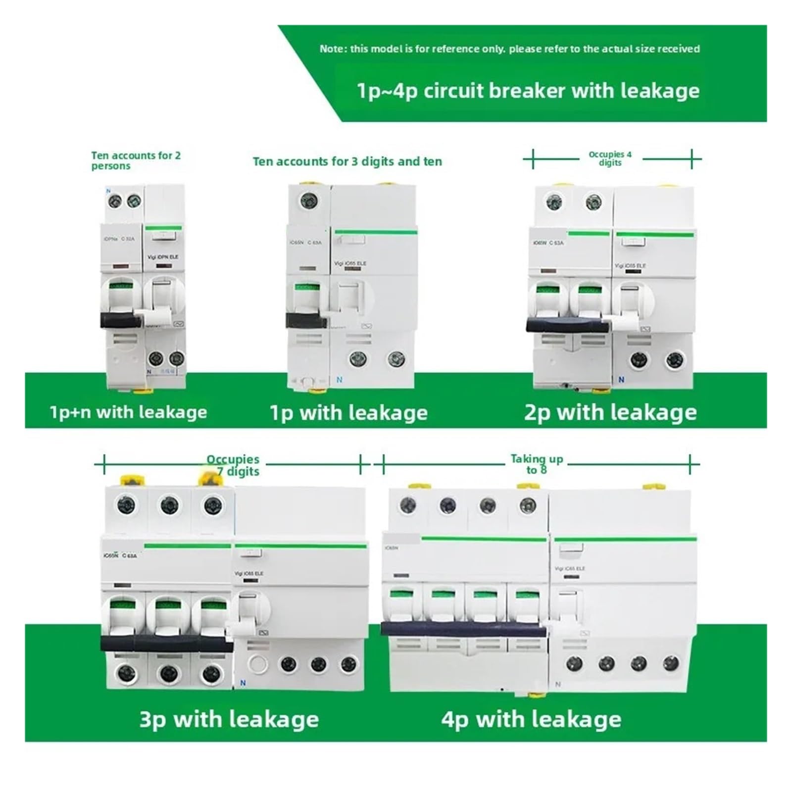 A9 IC65N Luftleistungsschalter Leckage-Hauptschalter 1P 2P 3P 4P 6/80A for Sichere Und Effiziente Stromversorgung(3P,6A)