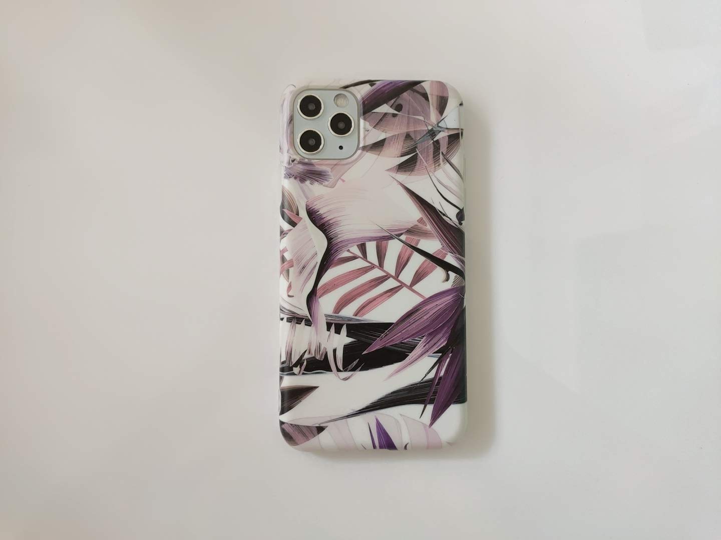 WEIYU Compatible with iPhone 11 Pro Soft Case, 3D Leaves Pattern White Shell Design, Rugged Slim fit Shock-Absorbing Soft Rubber TPU Skin Cover Case for Apple iPhone 11 Pro 5.8 Inch (D)