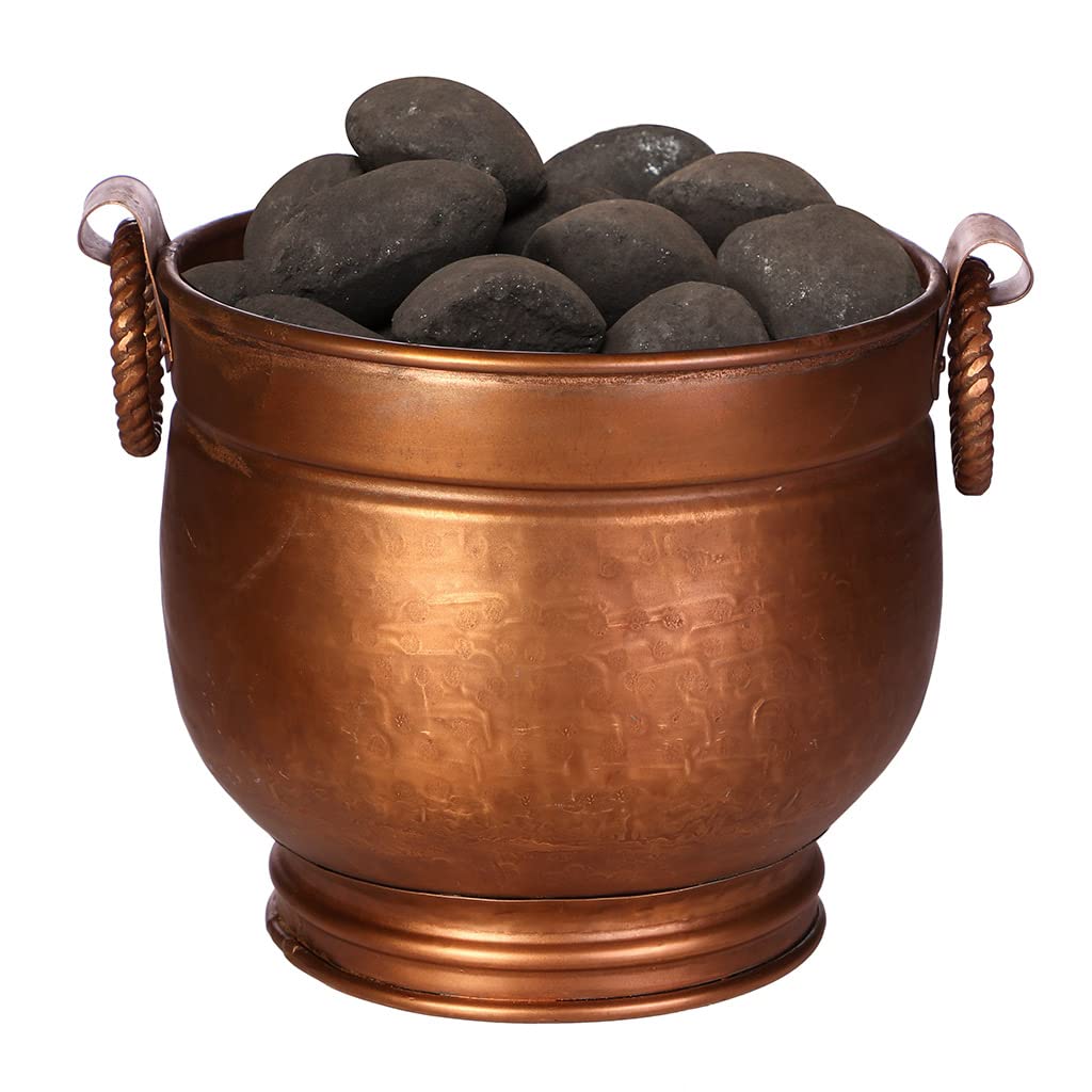 Dibor Black Coal Scuttle Bucket Copper Finish Fireside Charcoal Kindling Log Fuel Storage