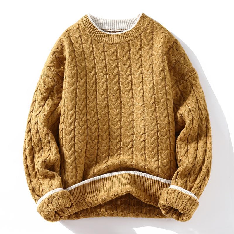 Jersey Hombre - Suéter De Punto Cálido para Otoño E Invierno Cuello Redondo Moda Jacquard Suelto Color Sólido Patchwork Talla Grande Cuello Redondo