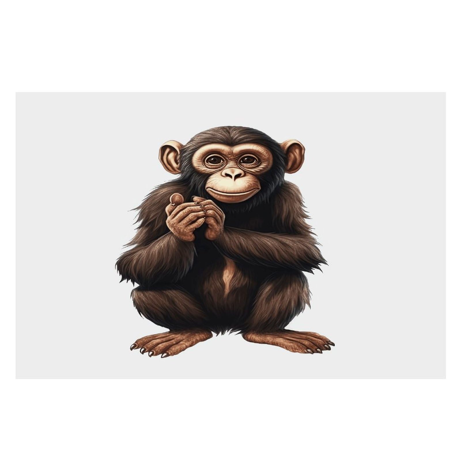 Sitting Monkey Placemats Wipeable Heat Resistant Table Mats Washable Flax Place Mats Elegant Cloth Non-Slip Placemat for Kitchen Dinning Party Table Decor 12 * 18 in