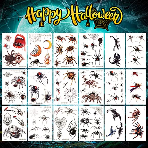 Lifelike 3D Halloween Temporary Tattoos,Non-Toxic Fake Tattoos Temporary Realistic For Kids Boys Girls Women Men,90 Patterns Tattoo Stickers For Halloween Party Favors #TOP3