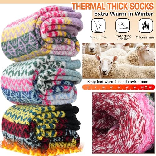 Image of Sandsuced 5 Pack Merino Wool Boot Hiking Socks for Women Warm Winter Thick Thermal Cozy Work Soft Ladies Socks