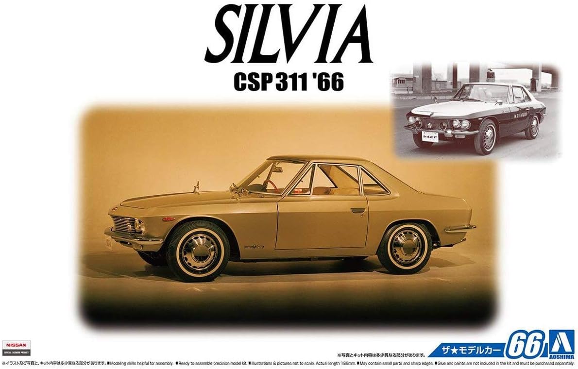 Aoshima Bunka Kyozai 1/24 The Model Car Series No. 66 Nissan CSP311 Sylvia 1966 Plastic Model