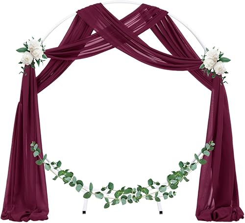 Miniatura 2 de Socomi 1 panel de cortina de gasa transparente burdeos de 29 x 19 pies, para decoración de boda, ceremonia de cumpleaños, 6 yardas