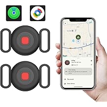 Pet Tracker Tag for Dogs &amp; Cats with Silicone Collar Holder, Works with Apple Find My &amp; Android Find Hub, IP65 Waterproof Bluetooth Anti-Lost Locator (Black, 2Pack)