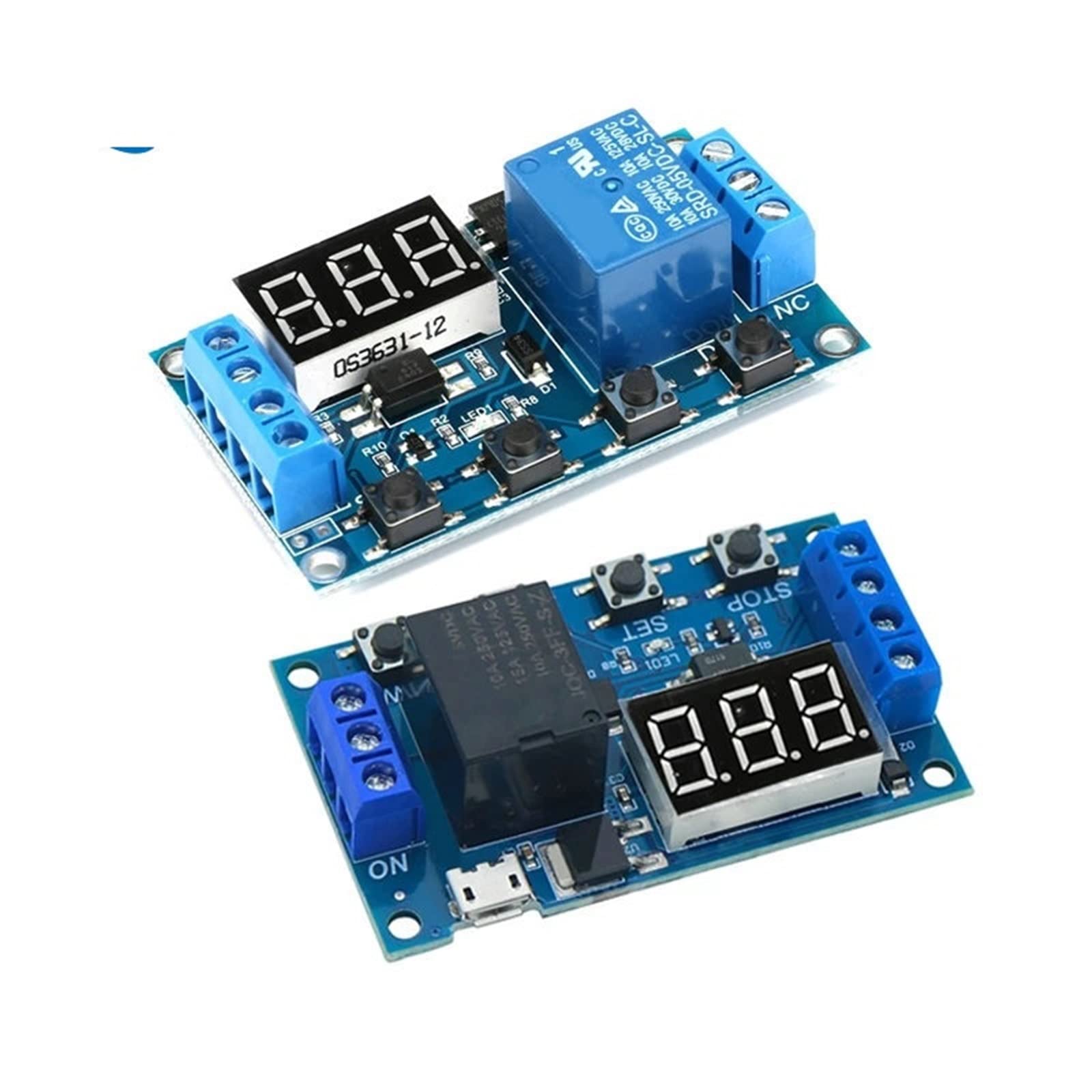 DC 6-30 V, obsługuje Micro-USB 5, wyświetlacz LED, timer opóźnienia w cyklu automatyzacji, sterowanie wyłącznikiem, przekaźnik czasu opóźnienia 6, 9, 12, 24 (niebieski przekaźnik)