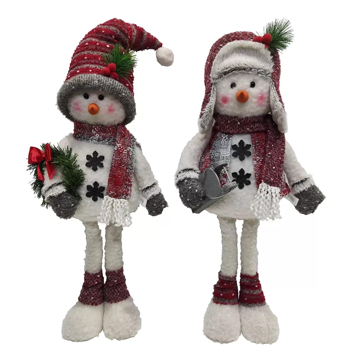 CWC26-Inch Plush Snowmen Greeters Wearing Holiday Decor Set of 2