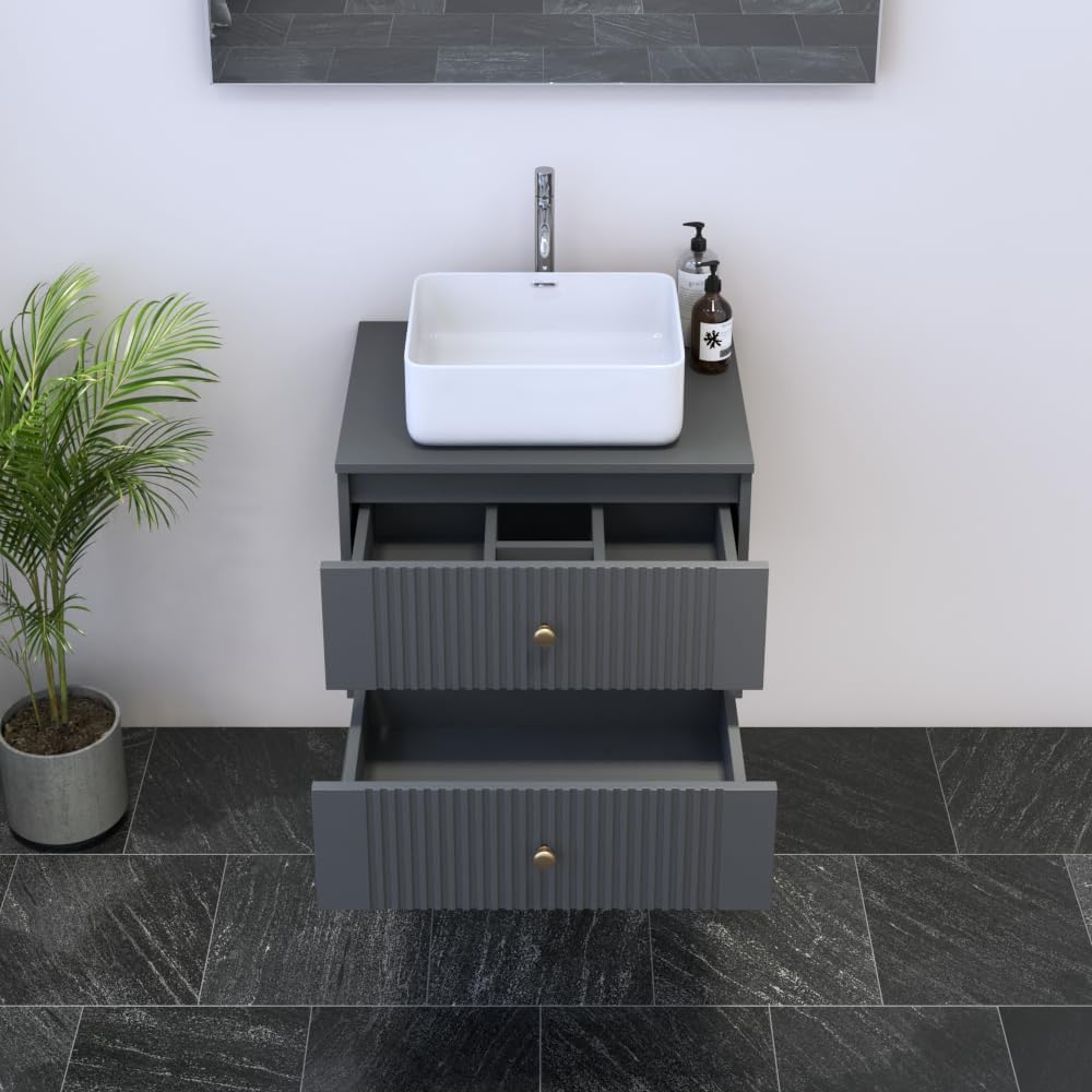 Meble Furniture Borneo 01 Floating Bathroom Vanity — Matte Finish — Wall Mounted — Gray, 22" H x 23.6" W x 18.1" D