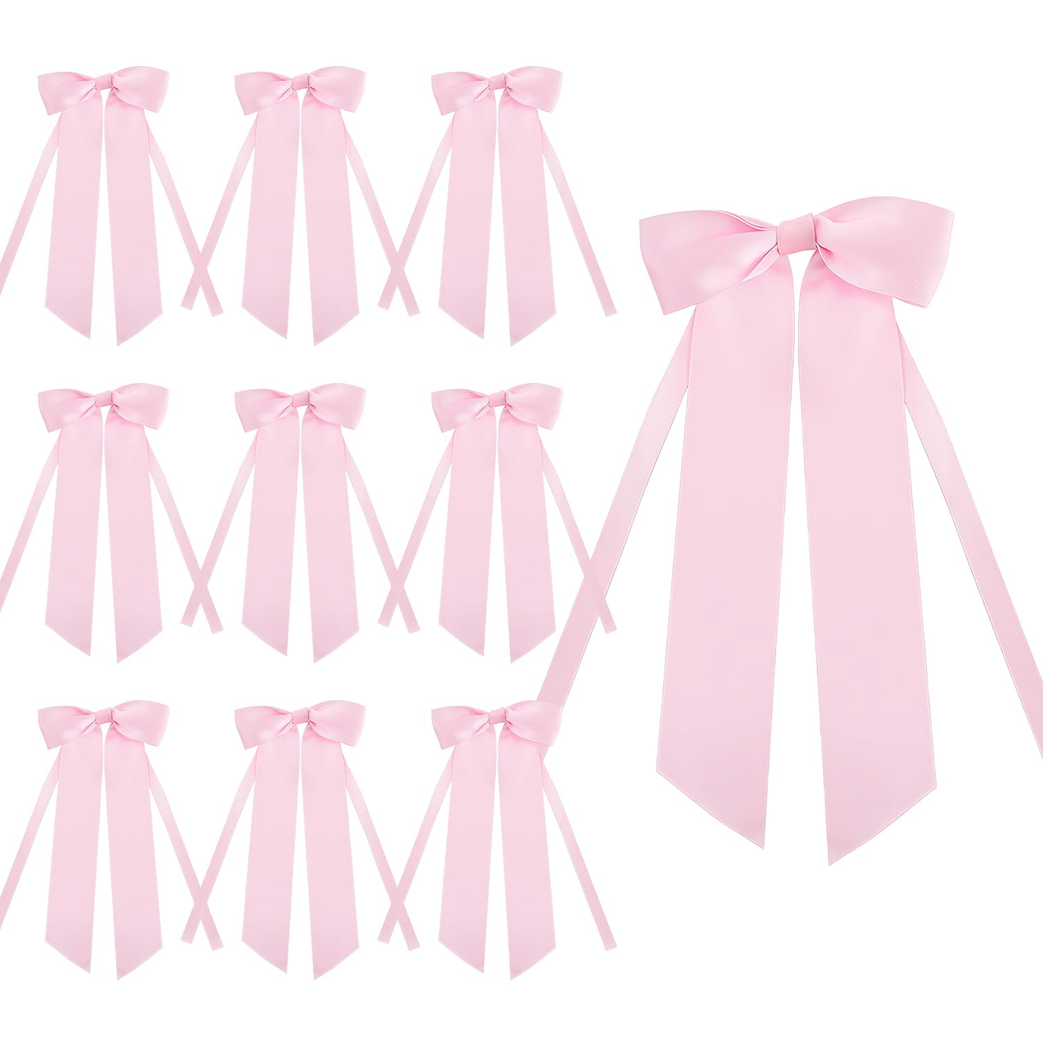 TIHNY 10 Pieces Pink Satin Ribbon Bows, Exquisite Decorative Bows for Gift Wrapping, Weddings, Birthdays, Party Decor, Table Centerpieces, and DIY Crafts, 12 x 25 cm — image 1