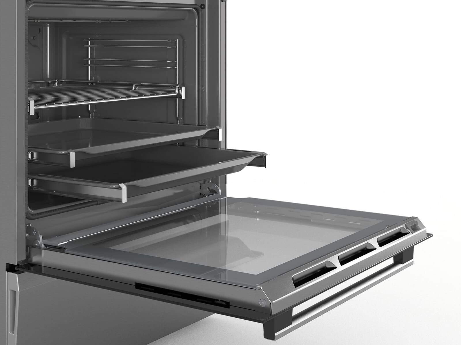 Bosch Serie 6 HKS79U250 piekarnik i kuchenka czarna, srebrna płyta z indukcyjną strefą A - Piece i kuchenki (kuchenka, czarna, srebrna, obrotowa, dotykowa, stal nierdzewna, przód, 1,2 m)