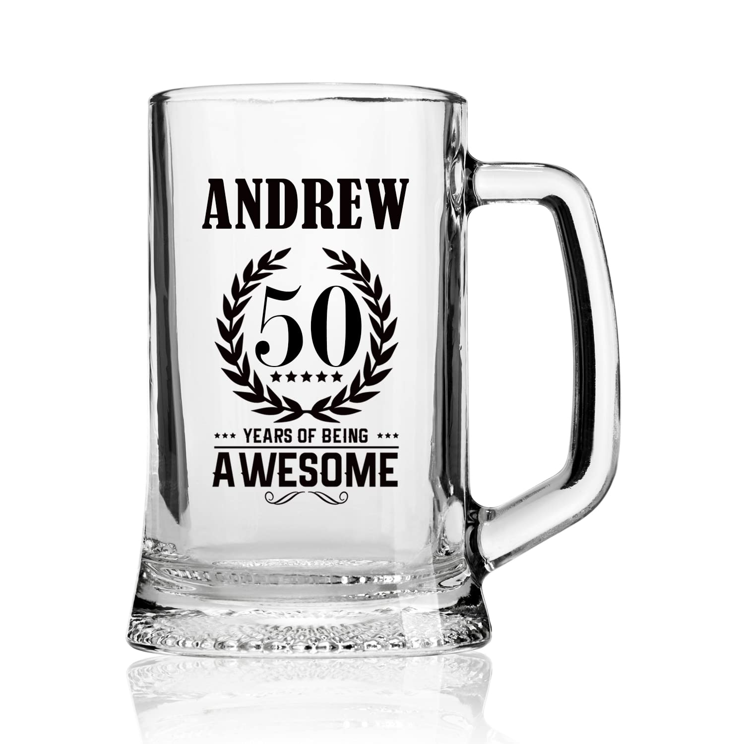 Personalised 50th Birthday Gifts for Boys, Men or Him Beer Glass Tankard Years of Being Awesome