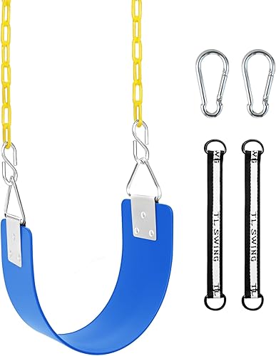 Miniatura 11 de Juego de columpio con anillo triangular de metal y cadenas antioxidantes de 66 pulgadas, accesorios de reemplazo de columpio con ganchos de presión