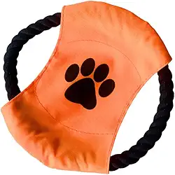 Brinquedo frisbe de corda para cachorros cabo de guerra lançador mordedor pet (Laranja)