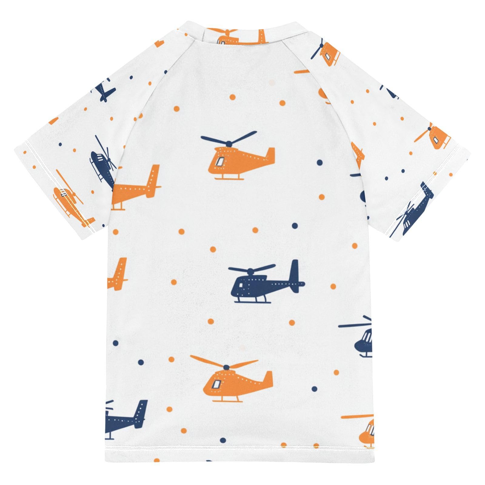 Jucciaco Boys Swimsuit Helicopter Airplane Flying Sunscreen Kids Sun Rashguard Short Sleeve T-Shirts Swimwear Sets UPF 50+ Multicoloured