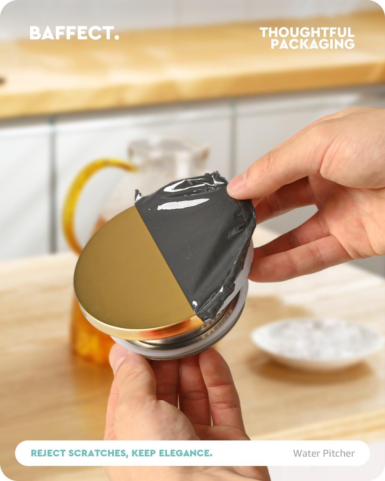 Jarra de agua de vidrio con tapa y asa, jarra de borosilicato de 1,8 L de alto para puerta de nevera, jarra para té helado caliente/frío, jugo, café, leche (patrón de martillo)