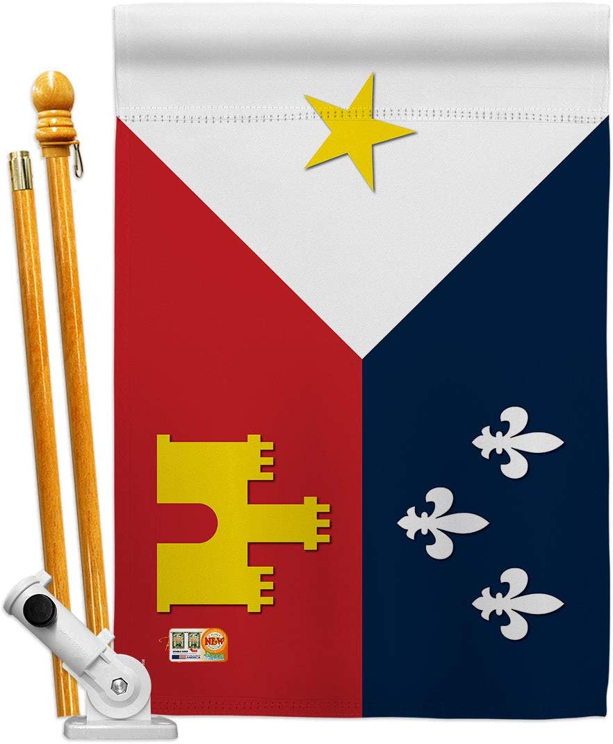 Acadiana House Flag Dowel Set Americana States USA American Territories Republic Country Particular Area Small Decorative Gift Yard Banner Made In 28 X 40