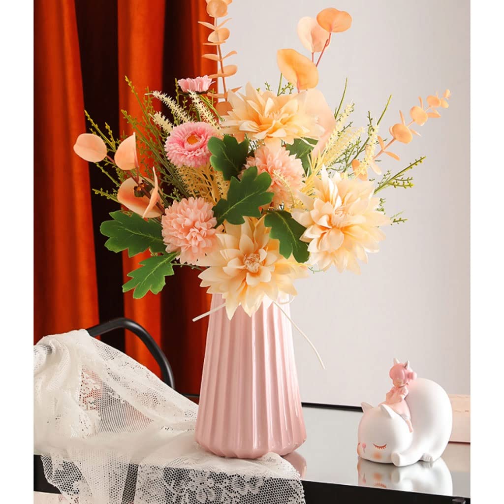 Künstliche Blumen Seide Tuch Künstliche Blumen Blumenstrauß Keramik Vase Set for Zuhause Weihnachtsdekor Garten Hochzeit Dekorative Gefälschte Blume Künstliche Blumen wie Echt (Color : A)