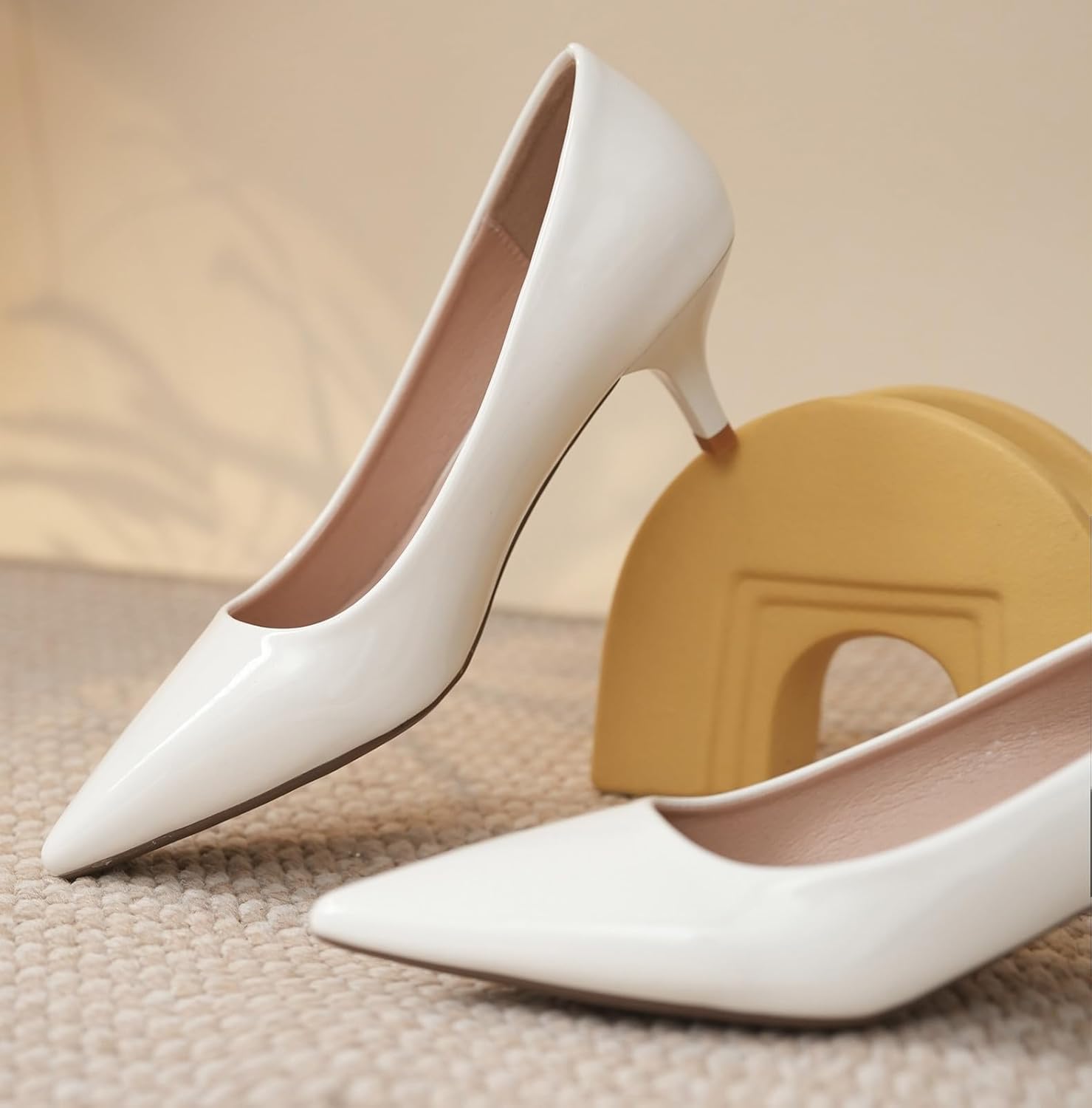 DADAWEN Women's Dress Shoes Comfortable Low Heels Closed Pointed Toe Kitten Heel Pumps for Party Wedding Work Office Business